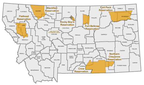 Map of Montana Reservations