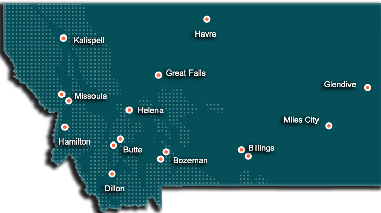 Map of Montana Colleges and Universities