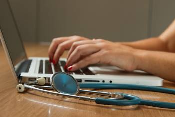 Laptop and stethoscope